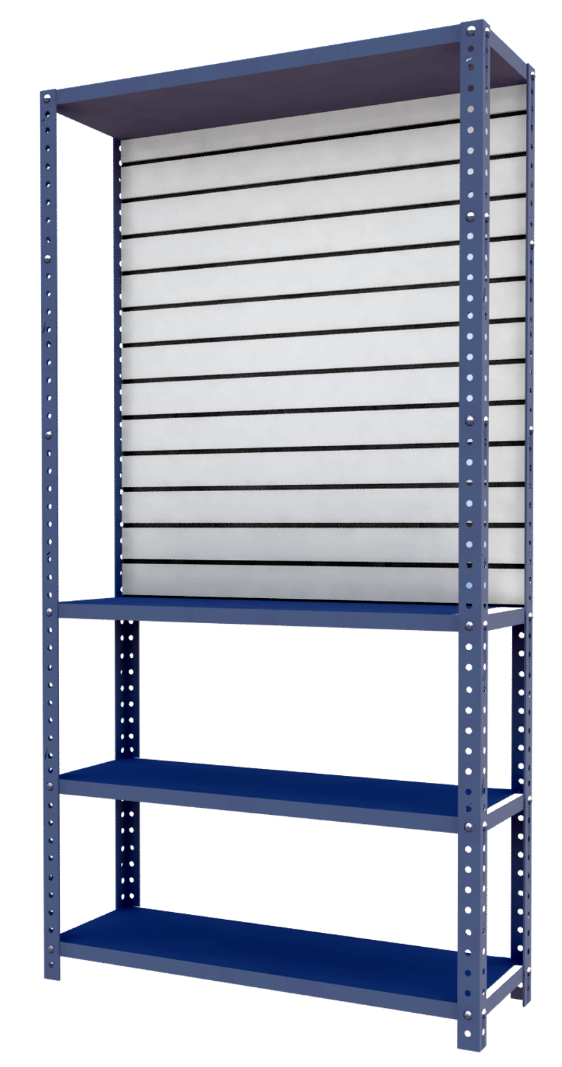 estantes metalicos y madera