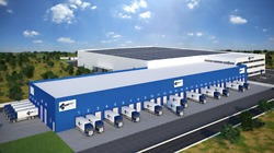 Rendering del nuovo polo logistico Bomi Italia