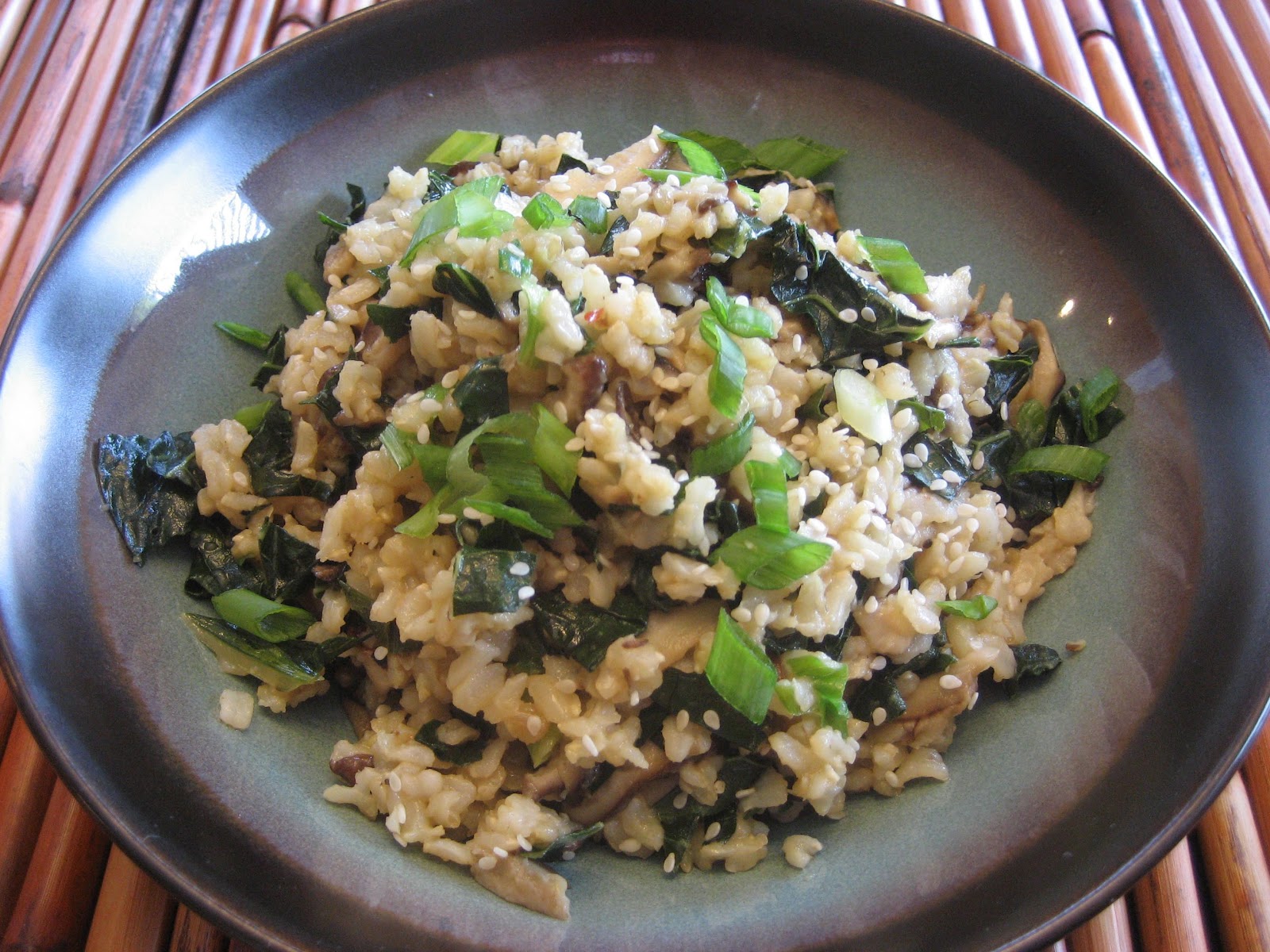 Chez Mona Kale and Shiitake Fried Brown Rice