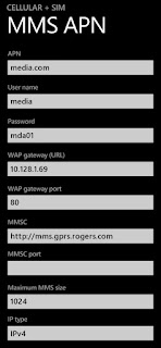 Rogers mms Settings for Windows Phone