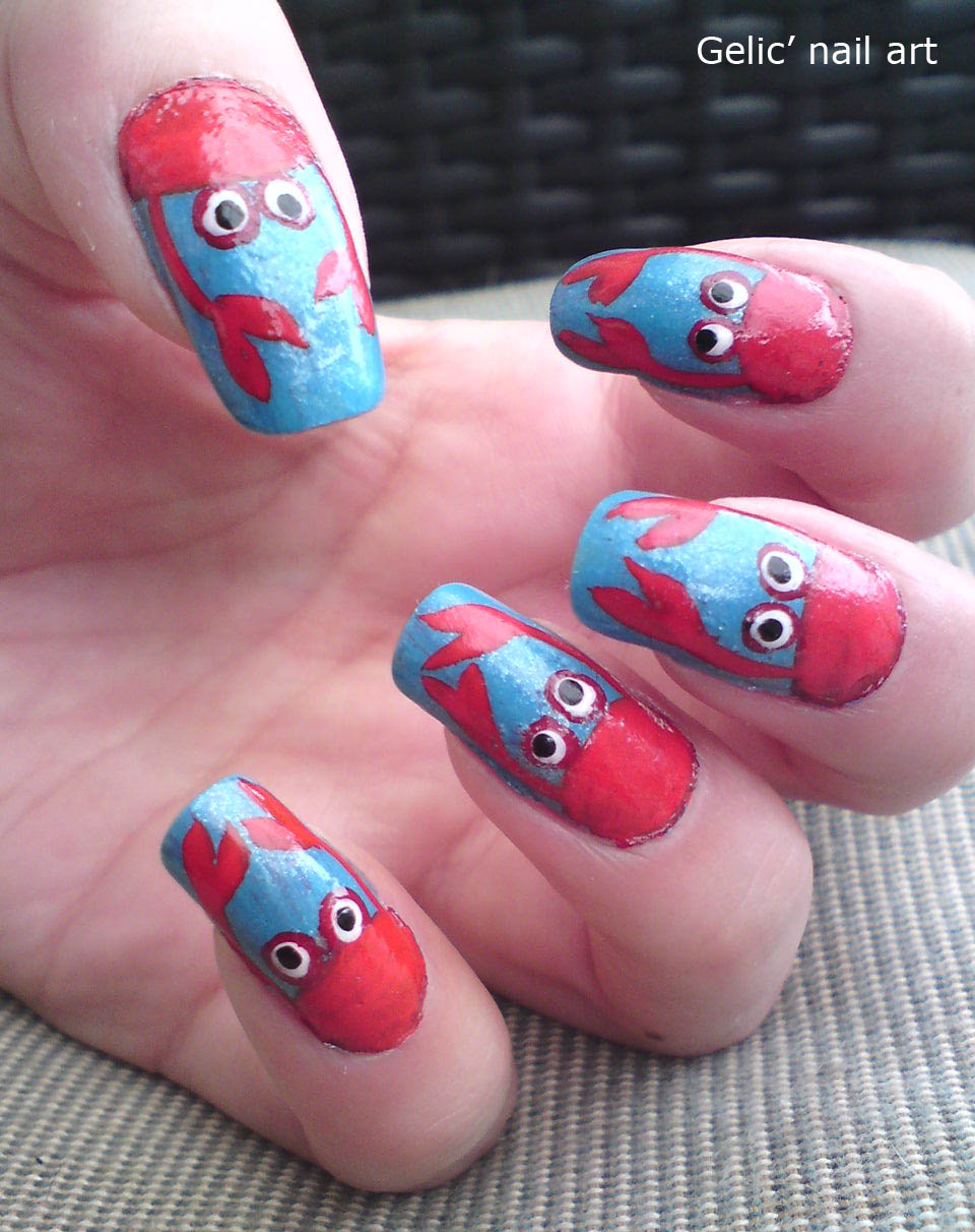 Gelic' nail art Cute crab nail art