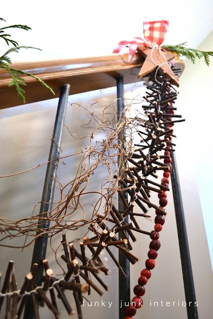 Twig garland with online and video tutorial, via Funky Junk Interiors