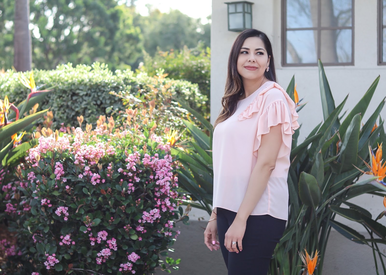 Affordable Spring Style Pink ruffled top, libby edelman pink top, spring style with jcpenney