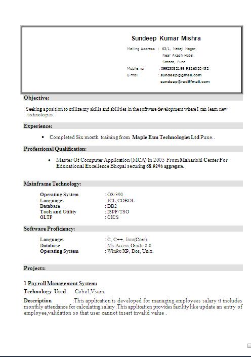 Resume Format Download Doc