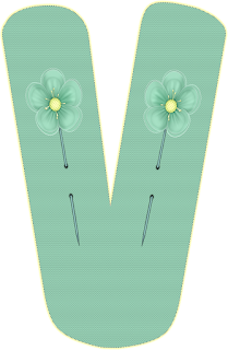 Abecedario de Costura con Alfileres de Flores. Sewing Alphabet with Flowers Pins.