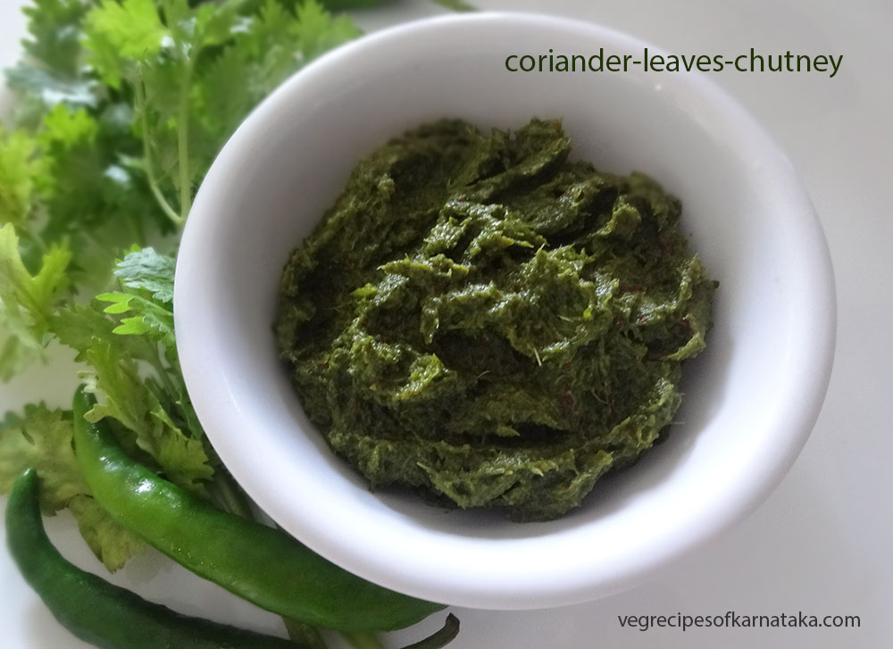 Kannada Aduge Recipes in Kannada Coriander leaves chutney recipe