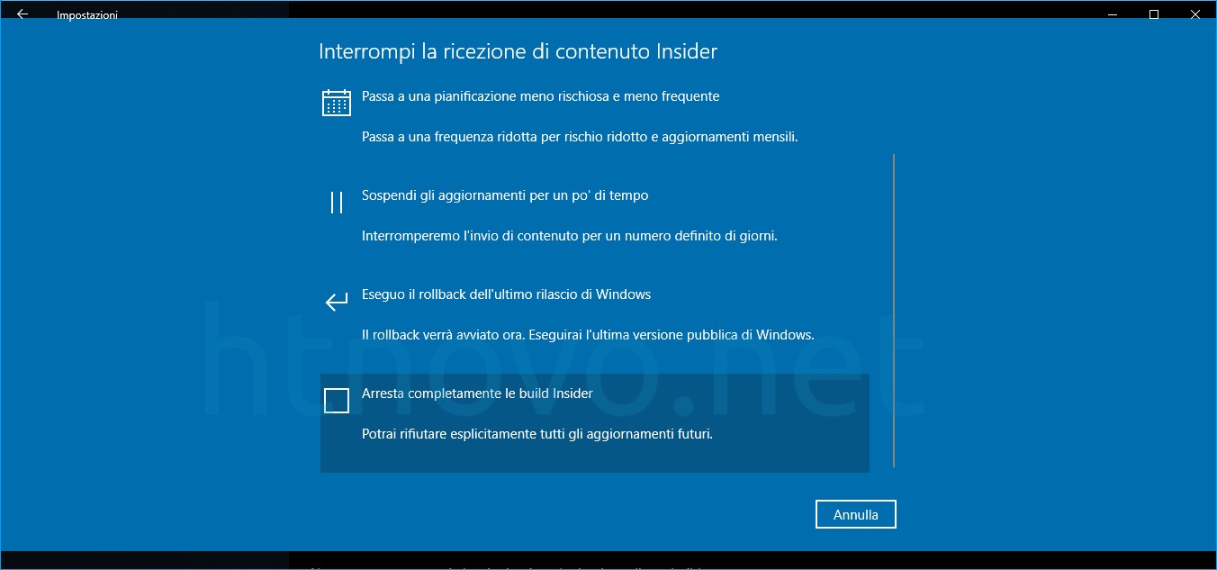 COME USCIRE DAL PROGRAMMA WINDOWS INSIDER PREVIEW visual data 8
