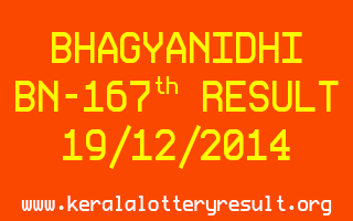 BHAGYANIDHI Lottery BN-167 Result 19-12-2014