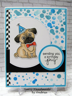 Sending you a birthday pug features Pug Hugs and Bubbly by Newton's Nook Designs; #newtonsnook