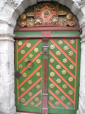 Bright Green Door in Tallinn's Old Town