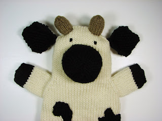 hand knit hand puppets toy animals farm cow