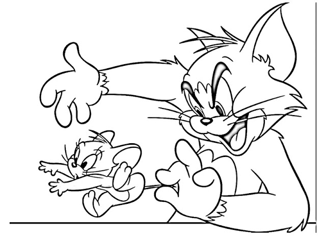 Gambar Mewarnai Kucing dan Tikus Lucu  | Tom and Jerry 