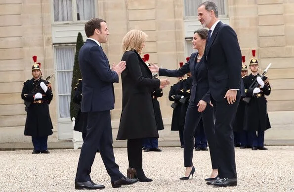 King Felipe and Queen Letizia attended a lunch hosted by French president Emmanuel Macron and his wife Brigitte Macron