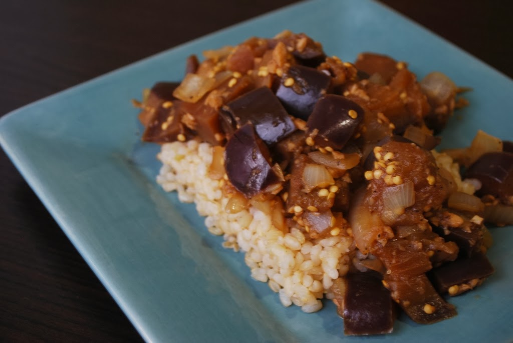 Hearty Helpings Filipino Pancit and Eggplant in Adobo Sauce
