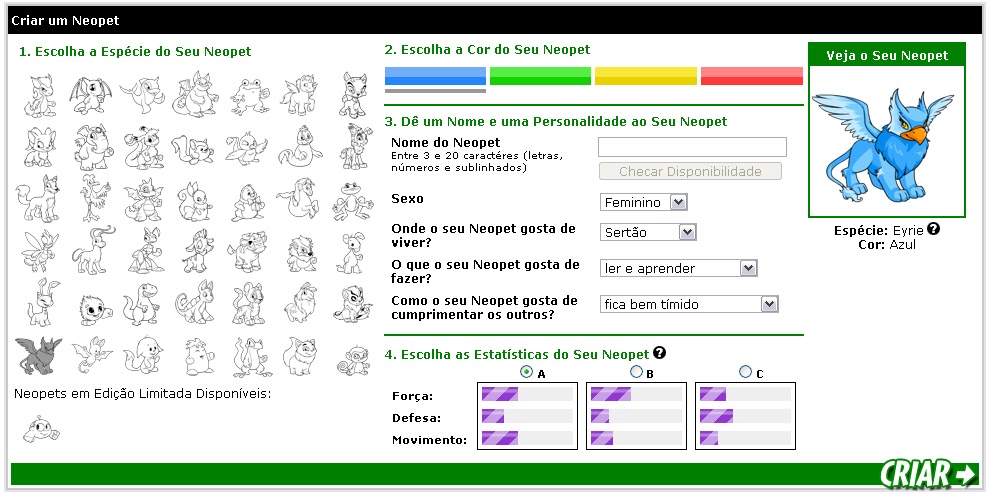 Tudo sobre tudo de Neopets: Como criar seu neopets