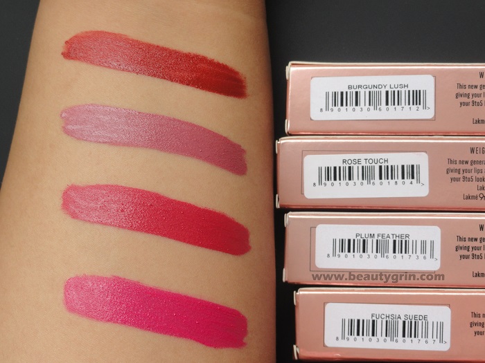 Swatches Lakme 9 to 5 Weightless Matte Mousse Lip and Cheek Color