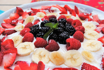 Chocolate brownie fruit tart