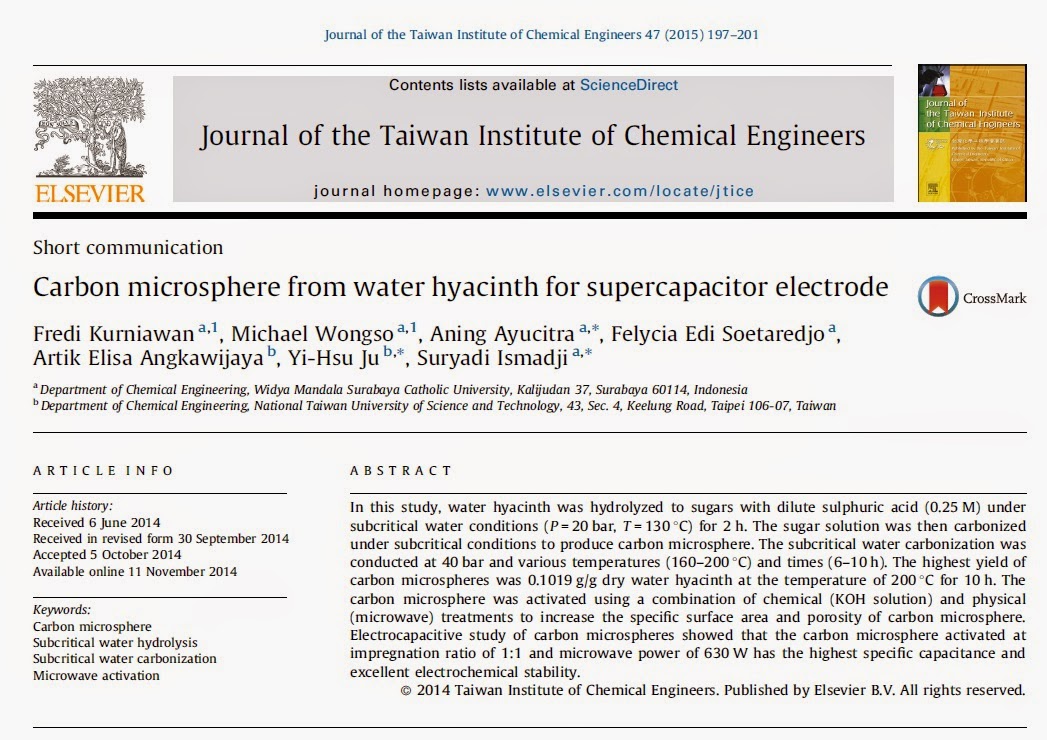 Journal of the chemical society. Journal of the electrochemical Society. Catholic University in Taiwan. Chinese Journal of Chemical Engineering. American Institute of Chemical Engineers (AICHE).