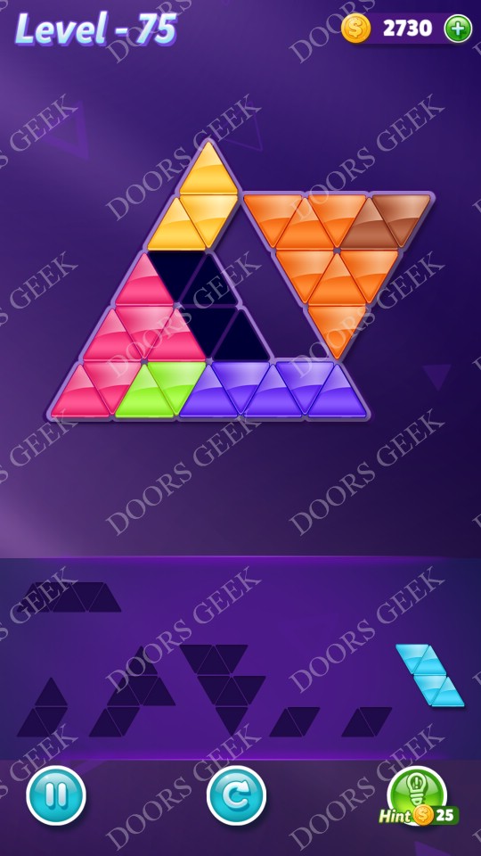 Block! Triangle Puzzle Advanced Level 75 Solution Doors Geek