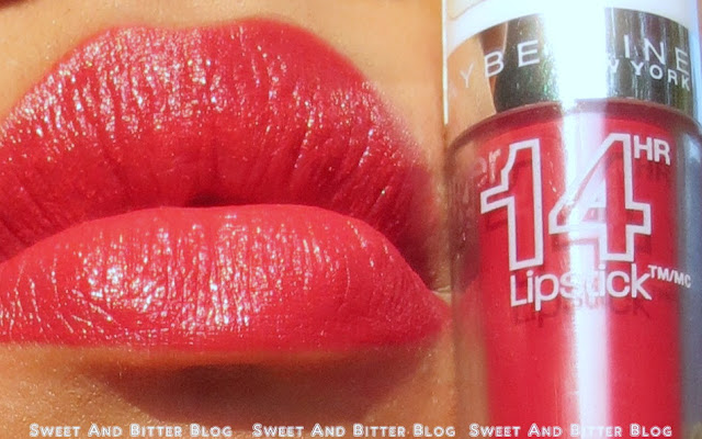 Maybelline Non Stop Red Super Stay 14 Hours Lipstick 510 Review and ...