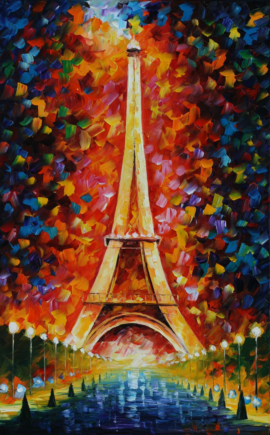 Old Magic Palette Knife Oil Painting On Canvas By Leonid Afremov Size 40 X30