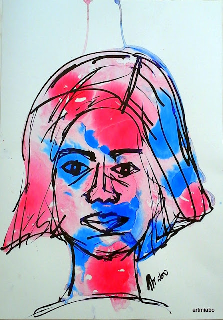 Drawing of a woman Abstract Expressions;Ink on paperboard;miabo enyadike