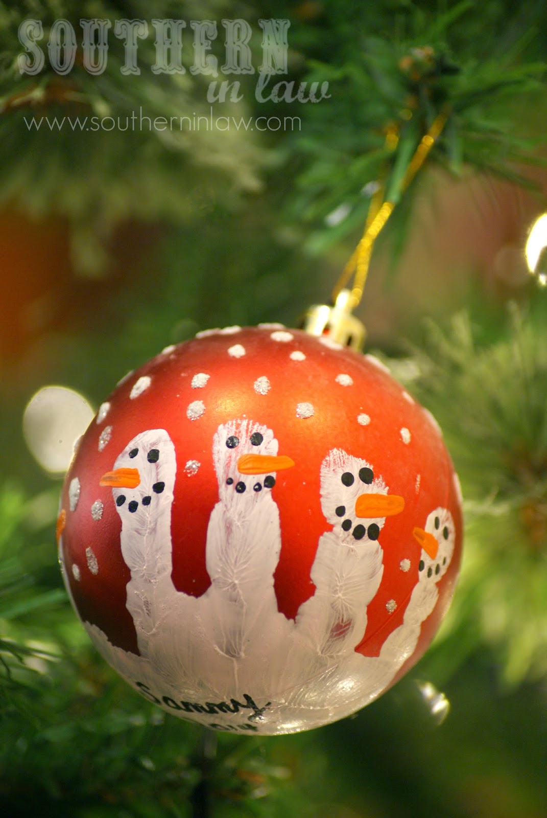 Easy DIY Christmas Ornament for Kids - Snowman Handprint Christmas Ornament