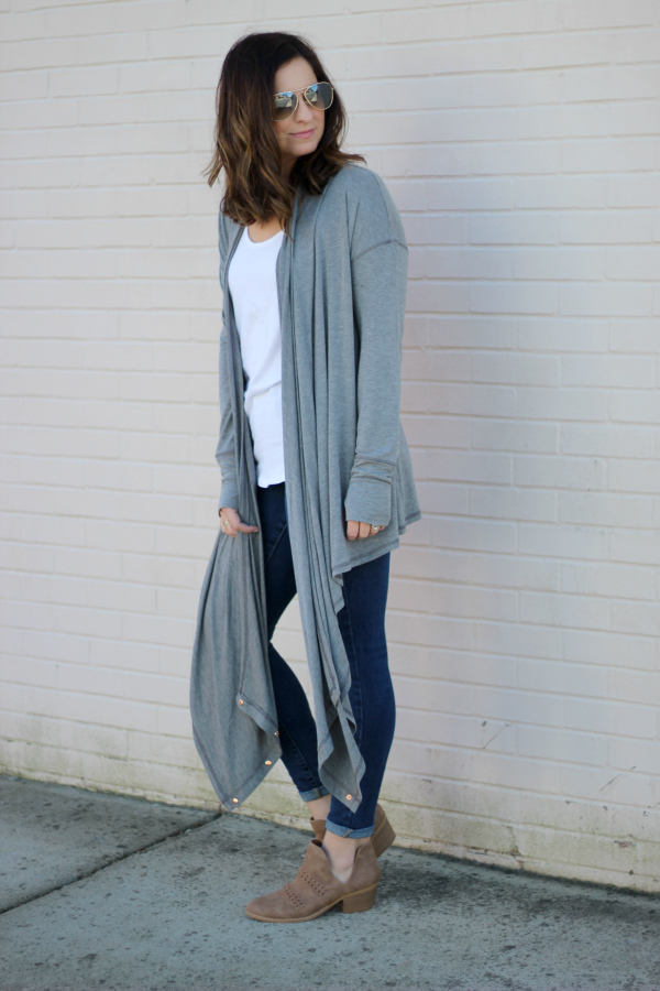 mom style, north carolina blogger, casual style, convertible cardigan, style on a budget