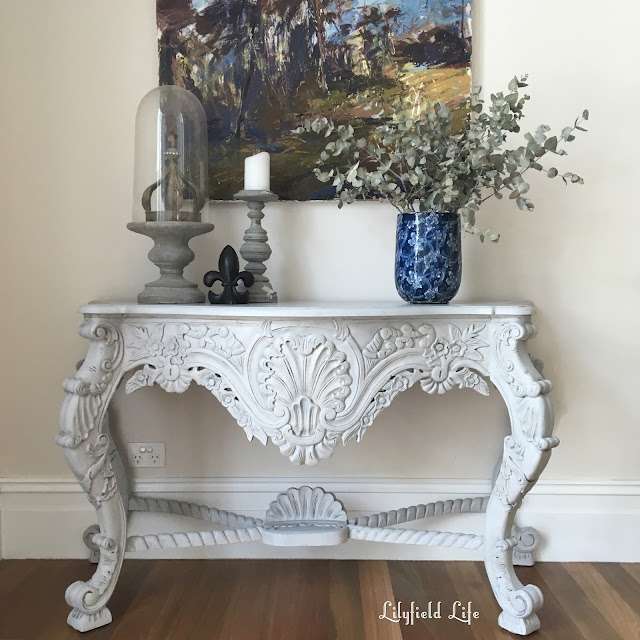 French style carved console in ASCP Paris Grey mix Lilyfield Life