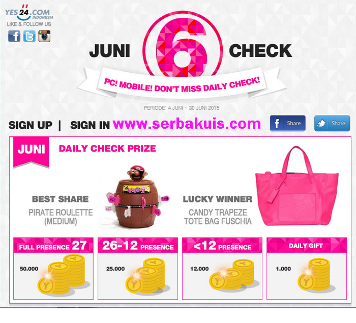 Juni 6 Check Berhadiah Candy Trapeze Tote Bag Fuschia