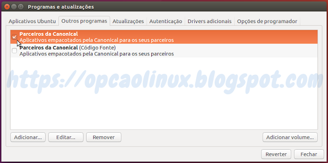 Ativar o repositório "Parceiros da Canonical" Ativar o repositório "Parceiros da Canonical"