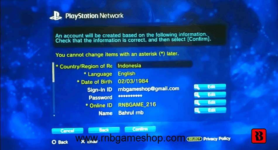 Cara Membuat Akun PSN di PS3 Sign Up PlayStation Network RNB GAME SHOP
