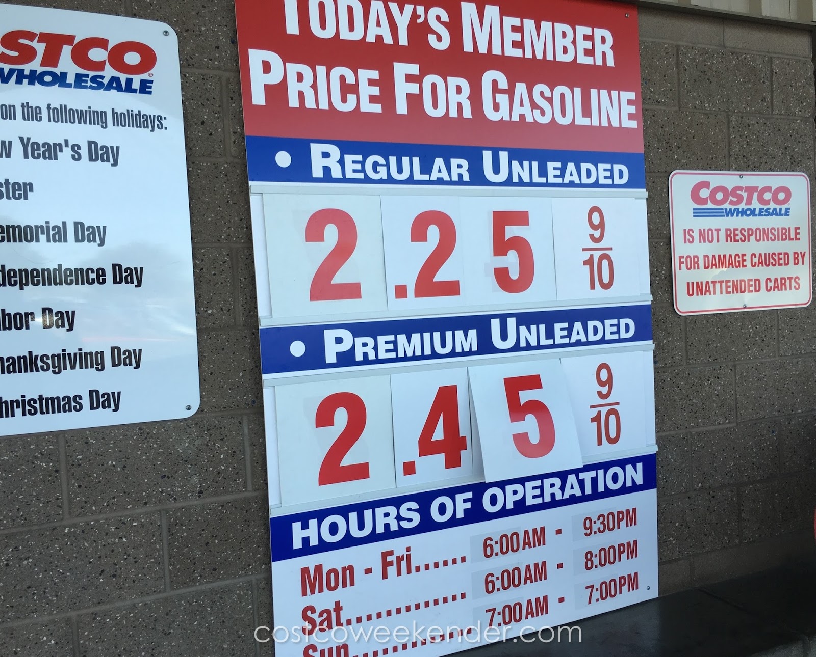 Current Costco Gas Prices (March 24, 2016 Redwood City, CA) Costco