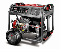 Briggs & Stratton 30663 7000 Watt Gas Powered Portable Generator, with 2100 series OHV 420cc engine, produces 21-ft-lbs of torque, runs for up to 9 continuous hours at 50% load on a full tank, 7.5 gallon fuel tank capacity