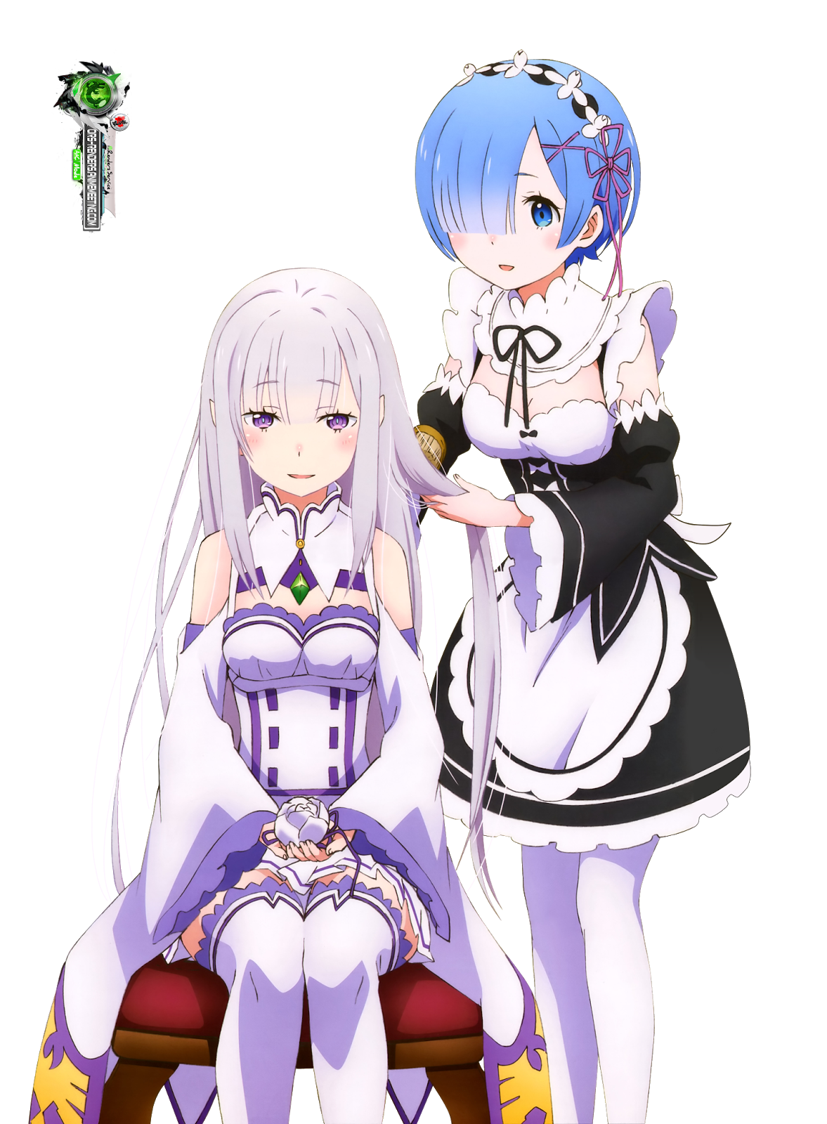 Re:Zero:Emilia+Rem Mega Cute Service HD Render.