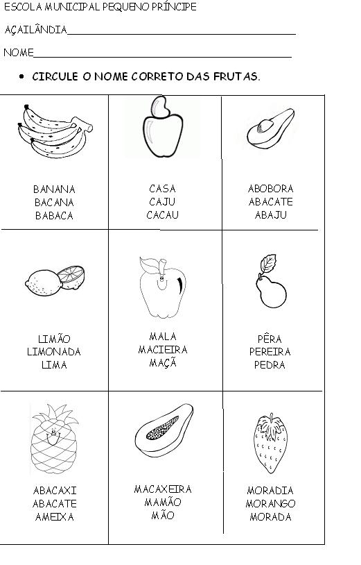 AMOR PELA A EDUCAÇÃO: Atividades de Alfabetização com Frutas