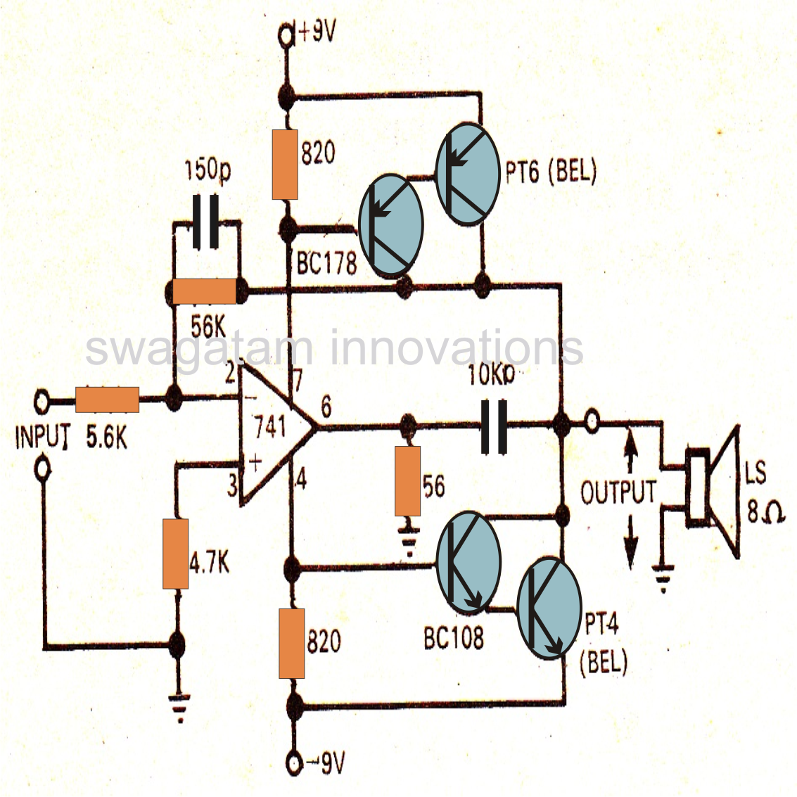 2x Times 741 Amplifier Circuit Diagram