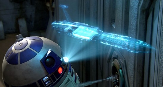 R2D2 with its holographic projection