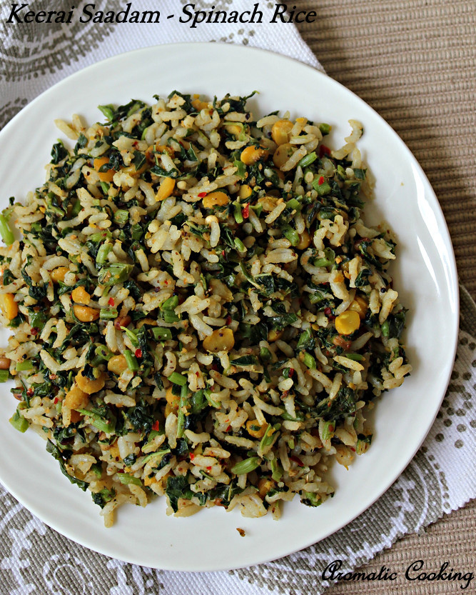 Keerai Rice Aromatic Cooking: Keerai Saadam/ Spinach Rice