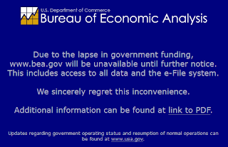 Screen shot of BEA.gov web site, 15 October 2013