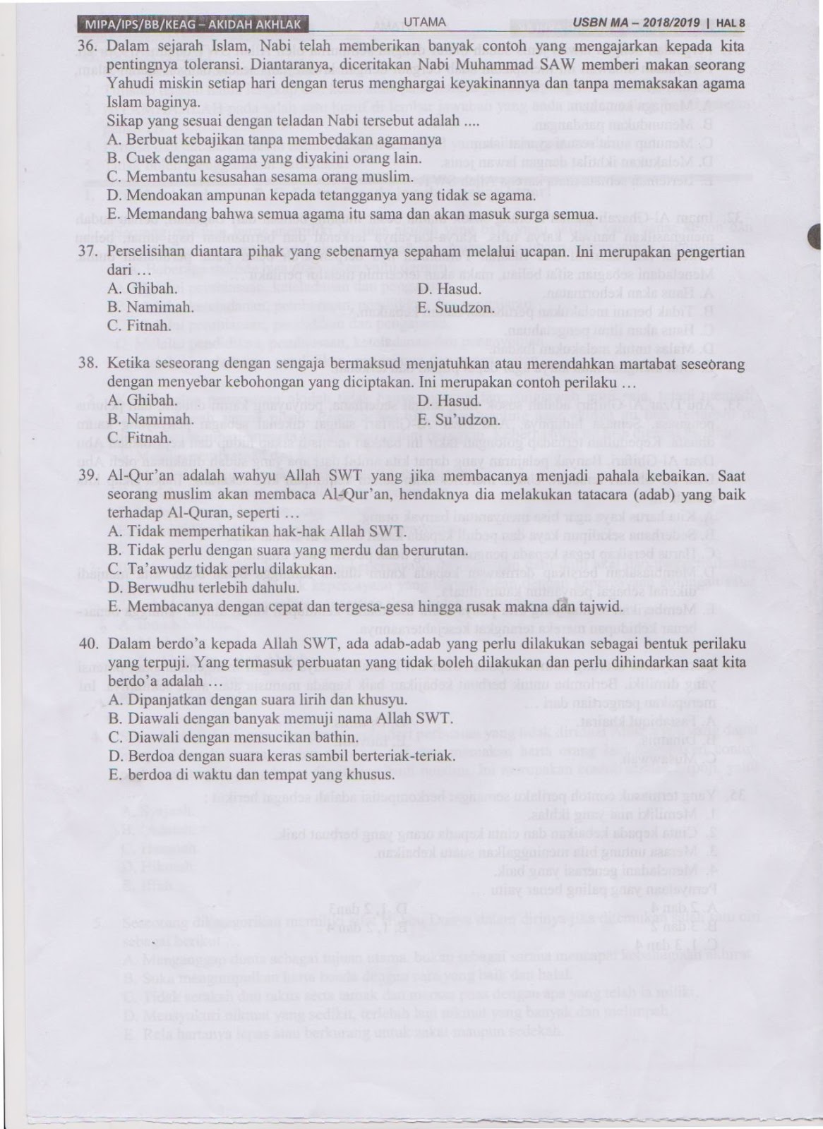 Kumpulan Soal Ujian Sekolah Berstandar Nasional (USBN