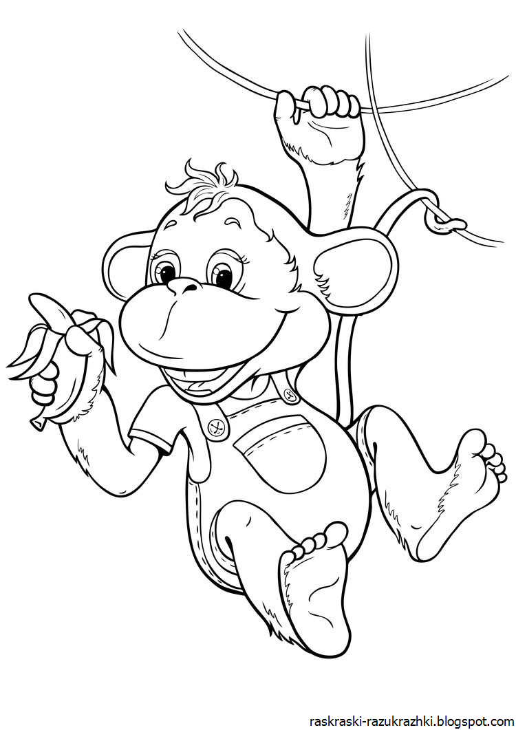 Детские раскраски обезьянка