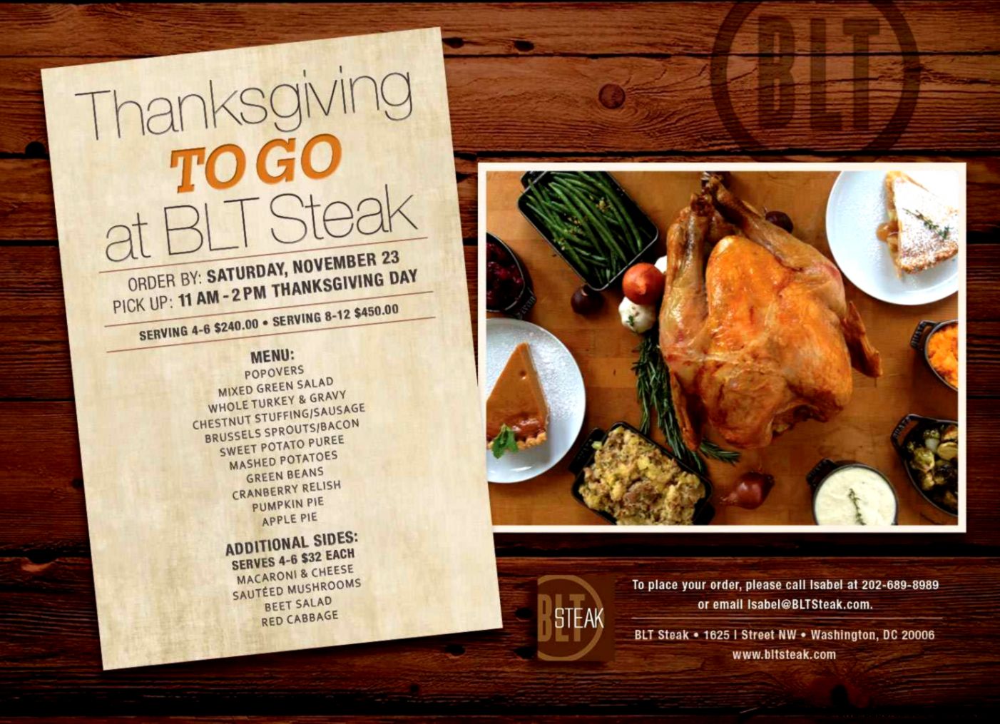 BLT Thanksgiving in Your Home « BLT STEAK Washington