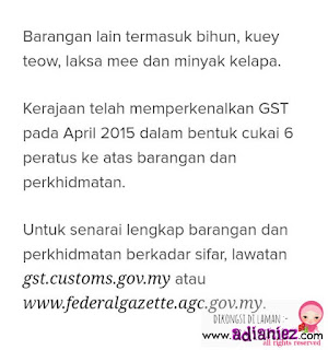 Pencerahan | GST Ke Atas lebih 60 Barangan Makanan Mulai 1 Julai 2017