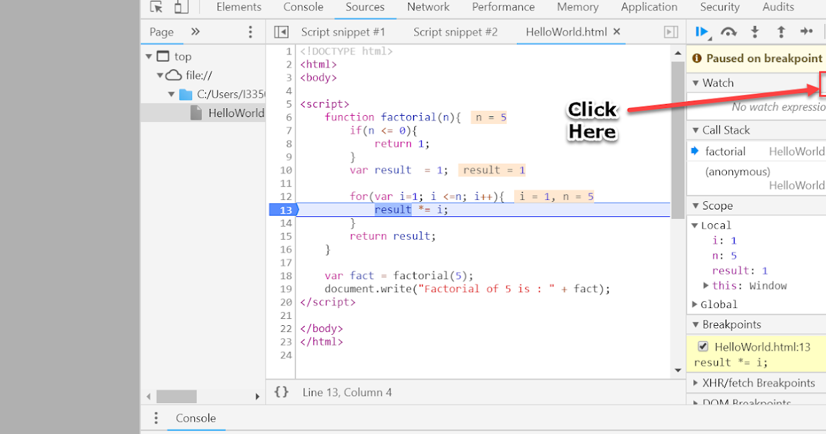 Programming for beginners: JavaScript: Monitor variables, expressions ...