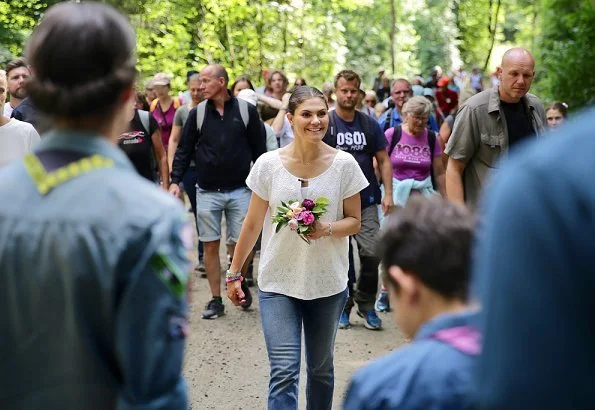 Crown Princess Victoria wore Boomerang Clothing, Boomerang lace top and Adidas Stan Smith sneakers