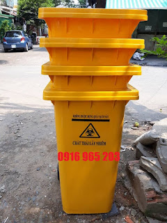 Thùng rác màu vàng 120 lít đựng rác lây nhiễm