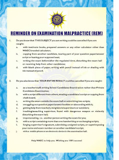 WAEC Reminder On Exam Malpractice [REM] | WASSCE Candidates