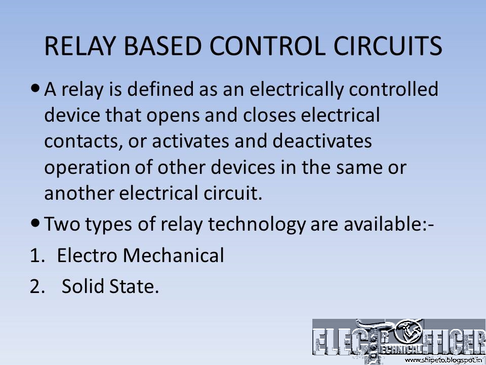 CONTROL SYSTEMSRELAY BASED CONTROL SYSTEMSETO Electro Technical Officer