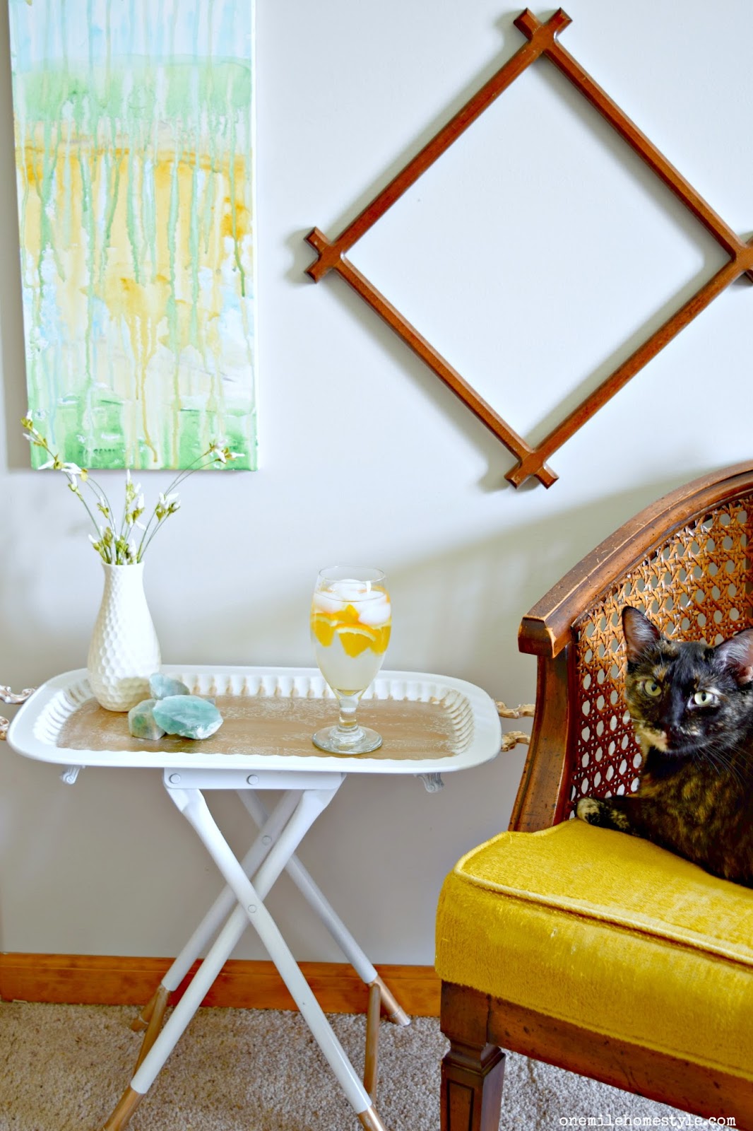 Thrift Store Throwdown White and Gold Accent Table